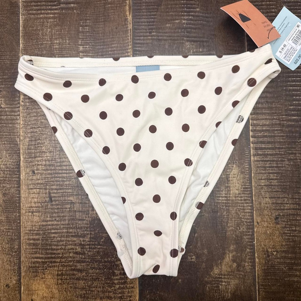 Shade & Shore White & Black Polka Dot Bikini Bottoms